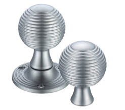 Queen Anne Rim Door Knobs, Satin Chrome -  (sold in pairs)