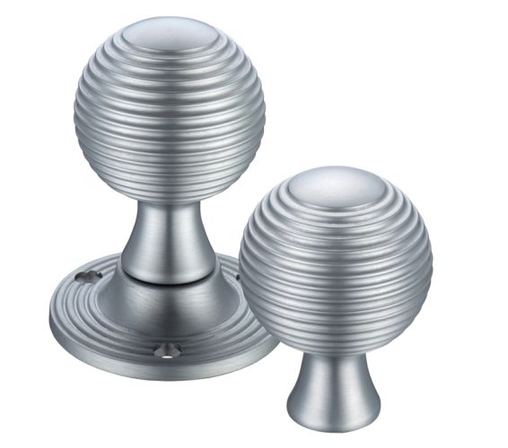 Queen Anne Rim Door Knobs, Satin Chrome –  (sold in pairs)