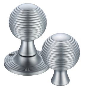 Queen Anne Rim Door Knobs, Satin Chrome –  (sold in pairs)