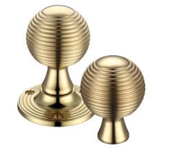 Queen Anne Rim Door Knobs, Polished Brass -  (sold in pairs)