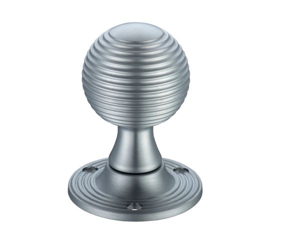 Queen Anne Mortice Door Knobs, Satin Chrome  (sold in pairs)