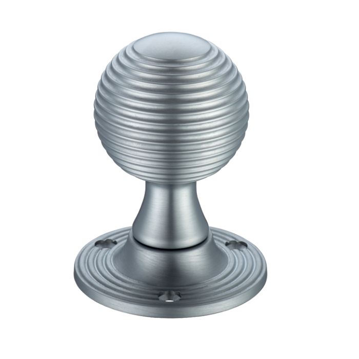 Queen Anne Mortice Door Knobs, Satin Chrome  (sold in pairs)