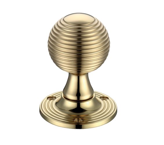 Queen Anne Mortice Door Knobs, Polished Brass –  (sold in pairs)