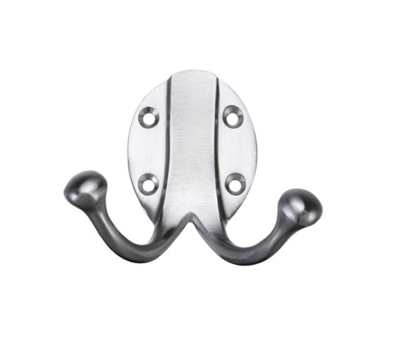 Double Robe Hook, Satin Chrome –