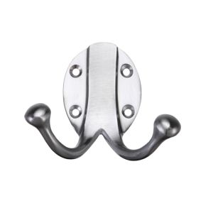 Double Robe Hook, Satin Chrome –