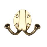 Double Robe Hook, Polished Brass