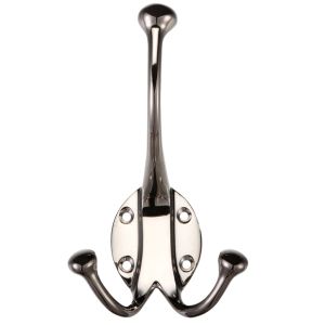 Double Hat & Coat Hook, Nickel Plate –