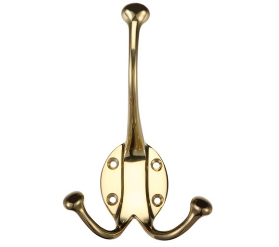 Double Hat & Coat Hook, Polished Brass –