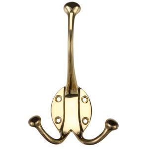 Double Hat & Coat Hook, Polished Brass –