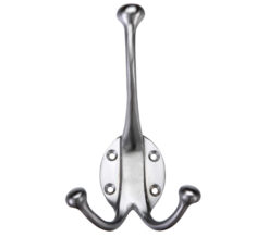 Zoo Hardware Double Hat & Coat Hook - Satin Chrome