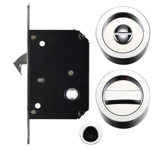 Sliding Door Lock Set (Suitable for 35-45mm thick doors), Polished Chrome
