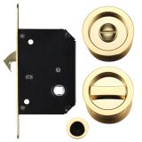 Sliding Door Lock Set (Suitable for 35-45mm thick doors), Polished Brass -