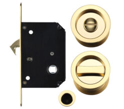 Sliding Door Lock Set (Suitable for 35-45mm thick doors), Polished Brass -