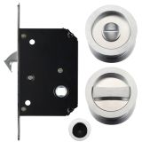 Sliding Door Lock Set (Suitable for 35-45mm thick doors), Satin Chrome