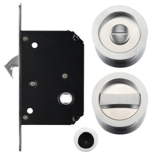 Sliding Door Lock Set (Suitable for 35-45mm thick doors), Satin Chrome