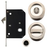 Sliding Door Lock Set (Suitable for 35-45mm thick doors), Satin Nickel -