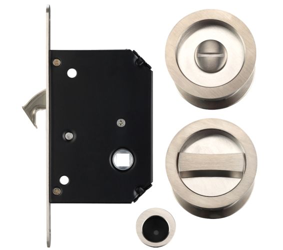 Sliding Door Lock Set (Suitable for 35-45mm thick doors), Satin Nickel –