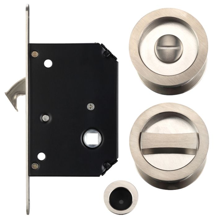 Sliding Door Lock Set (Suitable for 35-45mm thick doors), Satin Nickel –