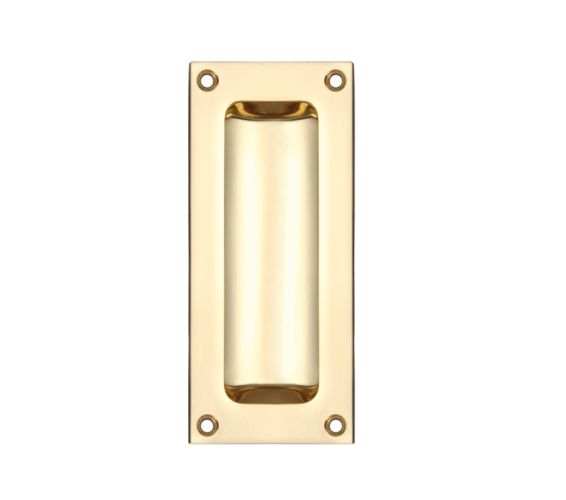 Rectangular Flush Pull, Polished Brass