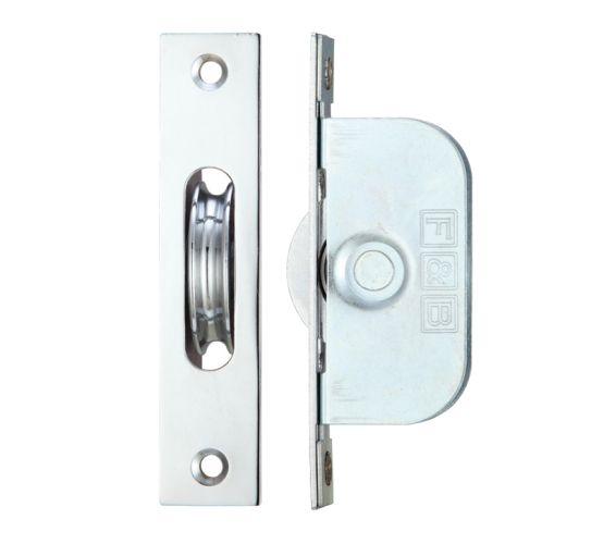 1 3/4″ Wheel Sash Window Brass Ball Bearing Axle Pulley (Square Forend), Polished Chrome