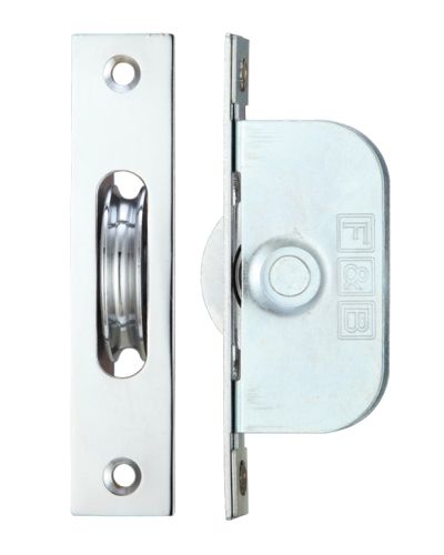 1 3/4″ Wheel Sash Window Brass Ball Bearing Axle Pulley (Square Forend), Polished Chrome