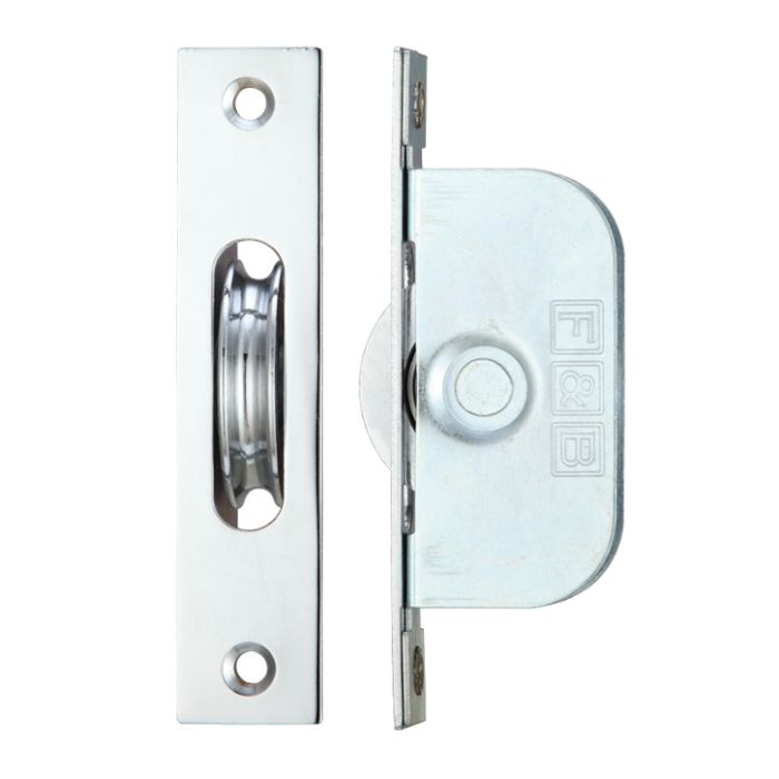 1 3/4″ Wheel Sash Window Brass Ball Bearing Axle Pulley (Square Forend), Polished Chrome
