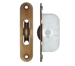 1 3/4" Wheel Sash Window Brass Ball Bearing Axle Pulley (Radius Forend), Florentine Bronze