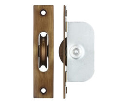 1 3/4" Wheel Sash Window Brass Ball Bearing Axle Pulley (Square Forend), Florentine Bronze