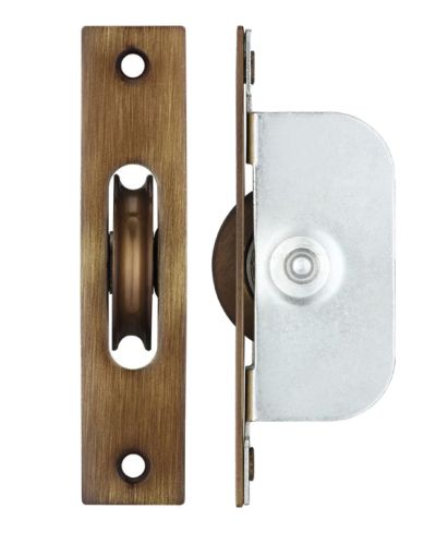 1 3/4″ Wheel Sash Window Brass Ball Bearing Axle Pulley (Square Forend), Florentine Bronze