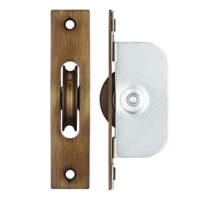 1 3/4″ Wheel Sash Window Brass Ball Bearing Axle Pulley (Square Forend), Florentine Bronze