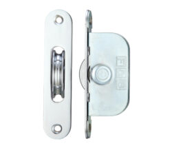 1 3/4" Wheel Sash Window Brass Ball Bearing Axle Pulley (Radius Forend), Polished Chrome
