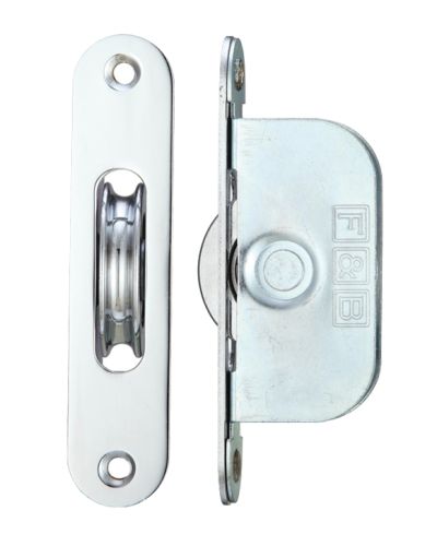 1 3/4″ Wheel Sash Window Brass Ball Bearing Axle Pulley (Radius Forend), Polished Chrome