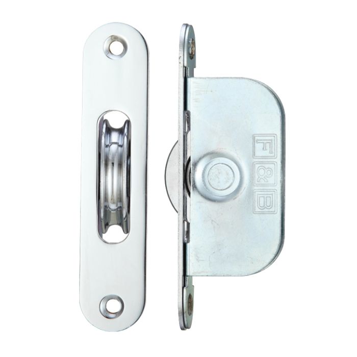 1 3/4″ Wheel Sash Window Brass Ball Bearing Axle Pulley (Radius Forend), Polished Chrome