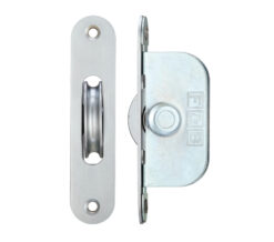 1 3/4" Wheel Sash Window Brass Ball Bearing Axle Pulley (Radius Forend), Satin Chrome
