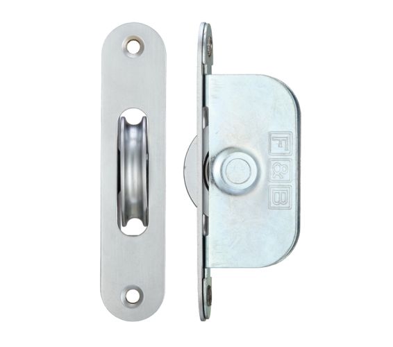 1 3/4″ Wheel Sash Window Brass Ball Bearing Axle Pulley (Radius Forend), Satin Chrome