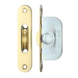 1 3/4" Wheel Sash Window Brass Ball Bearing Axle Pulley (Radius Forend), Polished Brass