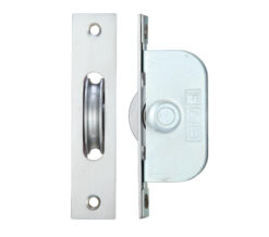 1 3/4" Wheel Sash Window Brass Ball Bearing Axle Pulley (Square Forend), Satin Chrome