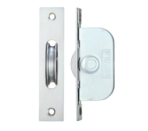 1 3/4″ Wheel Sash Window Brass Ball Bearing Axle Pulley (Square Forend), Satin Chrome