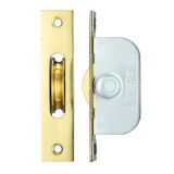 1 3/4" Wheel Sash Window Brass Ball Bearing Axle Pulley (Square Forend), Polished Brass -