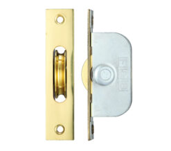 1 3/4" Wheel Sash Window Brass Ball Bearing Axle Pulley (Square Forend), Polished Brass -