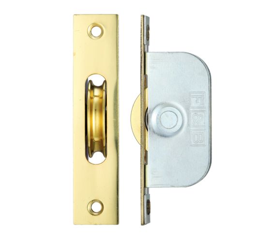1 3/4″ Wheel Sash Window Brass Ball Bearing Axle Pulley (Square Forend), Polished Brass –