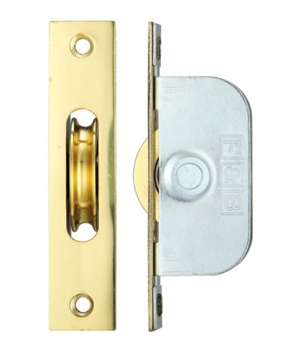 1 3/4″ Wheel Sash Window Brass Ball Bearing Axle Pulley (Square Forend), Polished Brass –