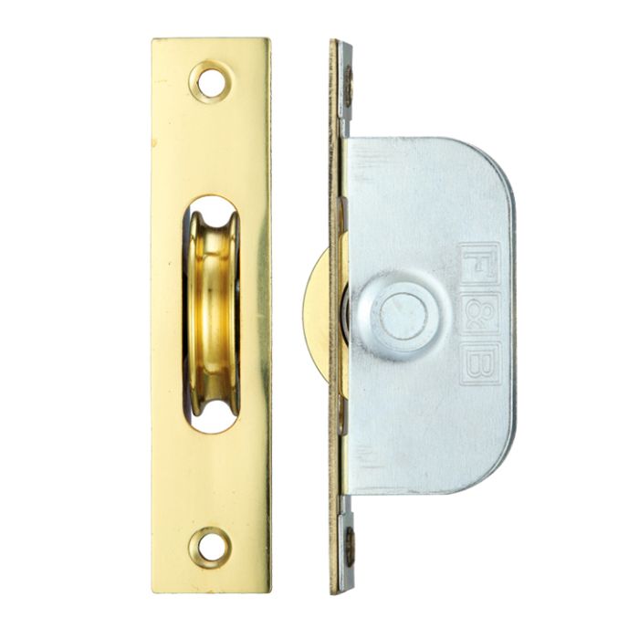 1 3/4″ Wheel Sash Window Brass Ball Bearing Axle Pulley (Square Forend), Polished Brass –
