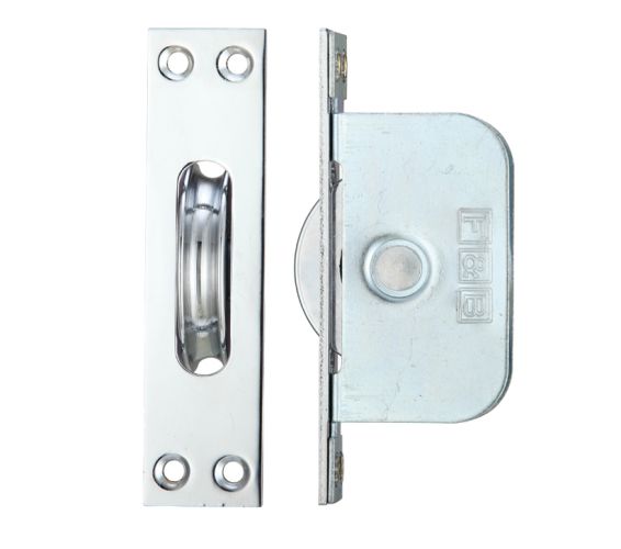 2 1/4″ Wheel Sash Window Brass Ball Bearing Axle Pulley (Square Forend), Polished Chrome –