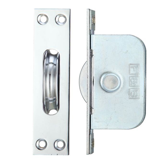 2 1/4″ Wheel Sash Window Brass Ball Bearing Axle Pulley (Square Forend), Polished Chrome –