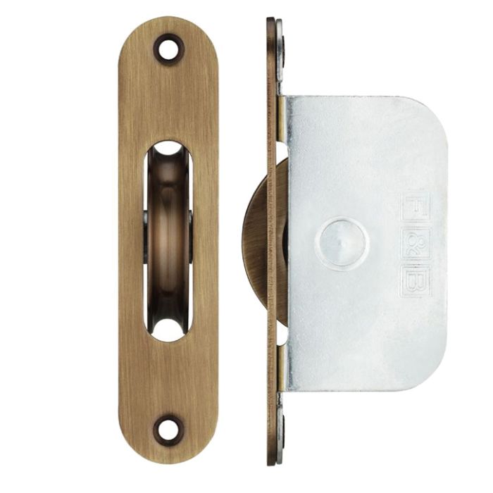 2 1/4″ Wheel Sash Window Brass Ball Bearing Axle Pulley (Radius Forend), Florentine Bronze