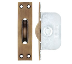 2 1/4" Wheel Sash Window Brass Ball Bearing Axle Pulley (Square Forend), Florentine Bronze