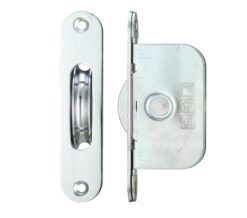2 1/4" Wheel Sash Window Brass Ball Bearing Axle Pulley (Radius Forend), Polished Chrome -