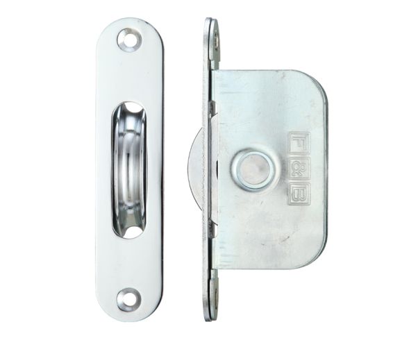 2 1/4″ Wheel Sash Window Brass Ball Bearing Axle Pulley (Radius Forend), Polished Chrome –