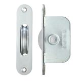 2 1/4" Wheel Sash Window Brass Ball Bearing Axle Pulley (Radius Forend), Satin Chrome -